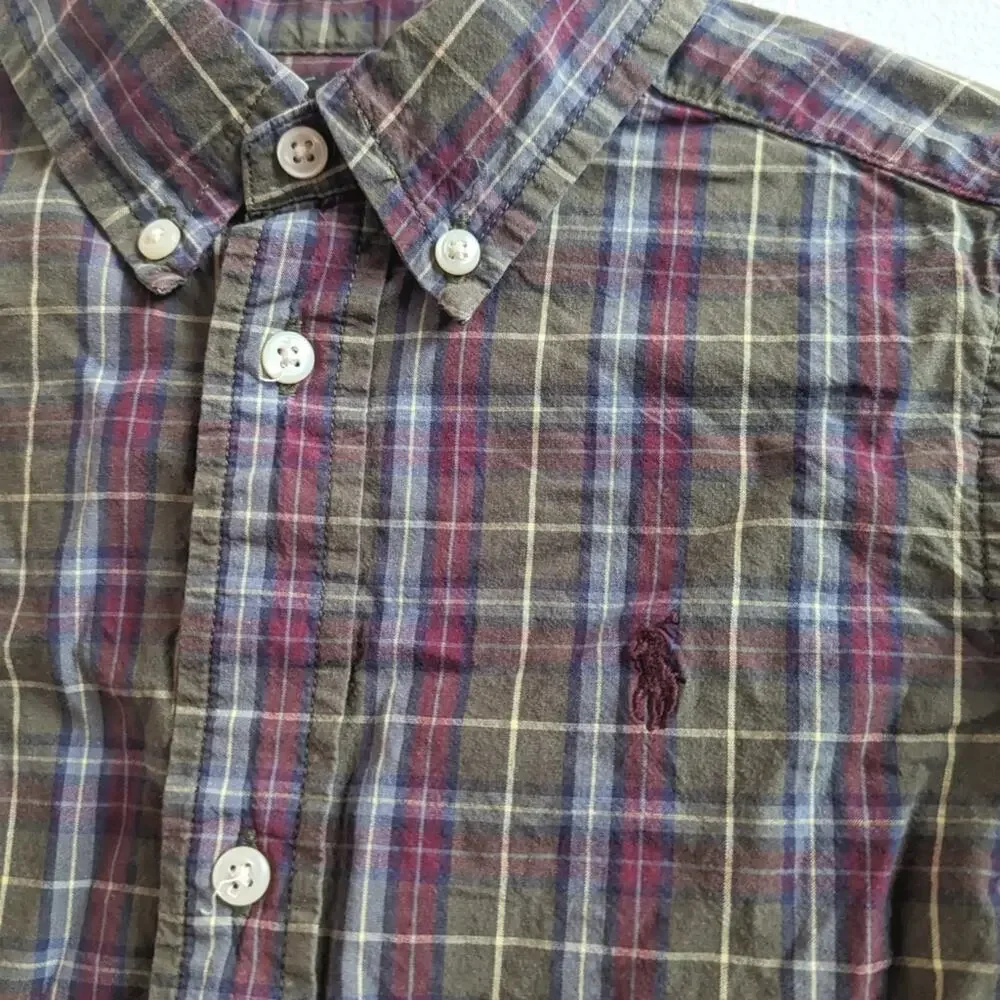 Vtg Ralph Lauren Green Plaid Button Down Shirt Boys 3T
